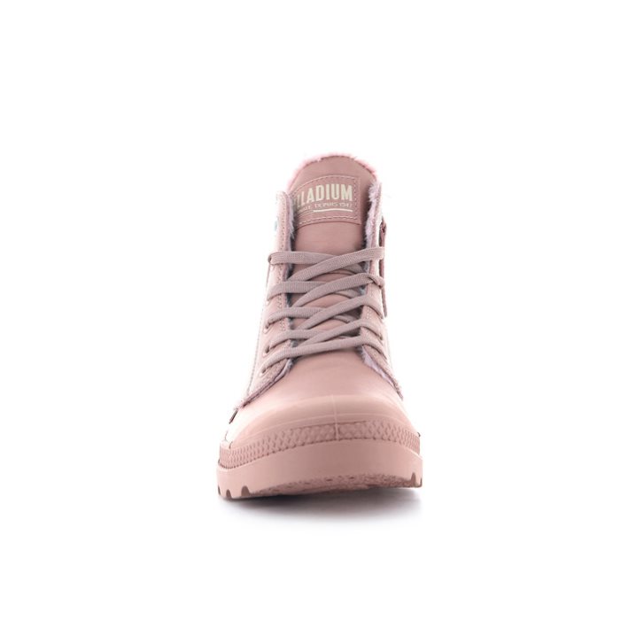 Palladium Pampa Hi Zip Leather S Women's Boots Rose | UK N038-KGZ